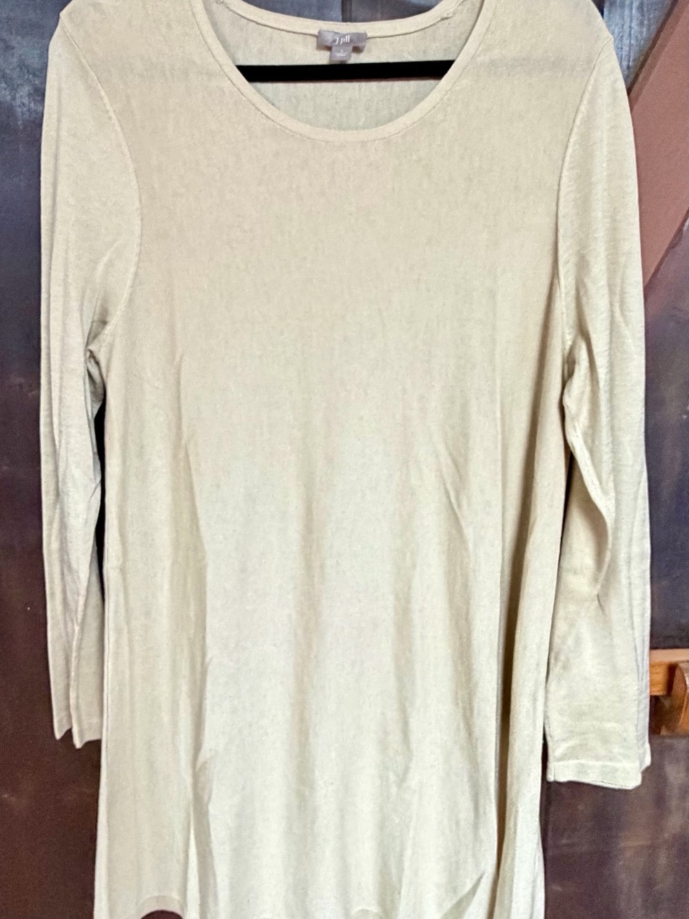 J. Jill Neutral Beige Crewneck Tunic Sweater